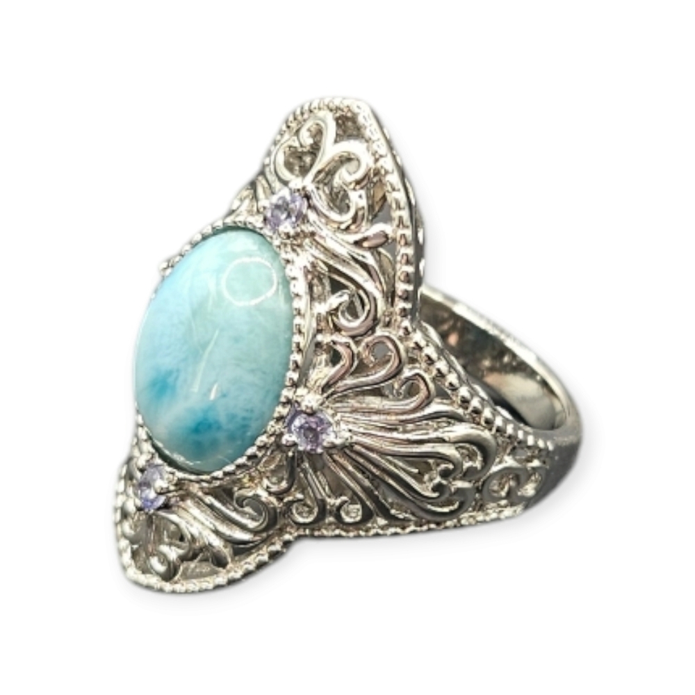 Larimar and Tanzanite Ring